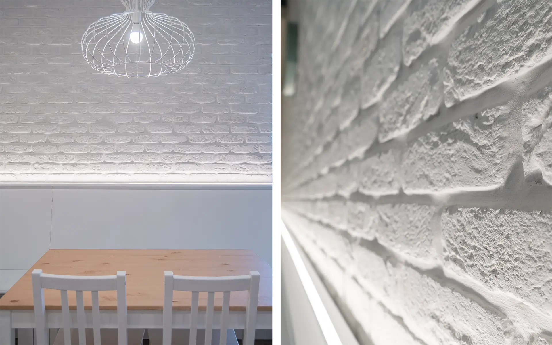 Interni luminosi di Bakery House ad Avezzano con parete in Mattone Bianco Primiceri
